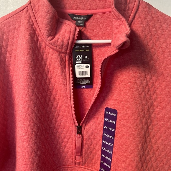 Eddie Bauer quilted half zip pullover sweater plus pink long sleeve XXlarge 2x - Picture 12 of 12